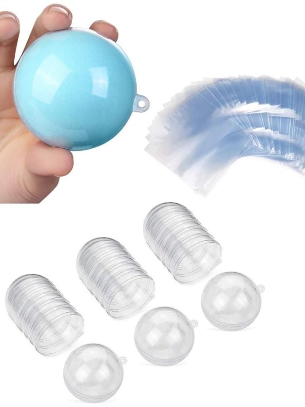 60mm Bath Bomb Mold 15 Set Clear Fillable Ornaments